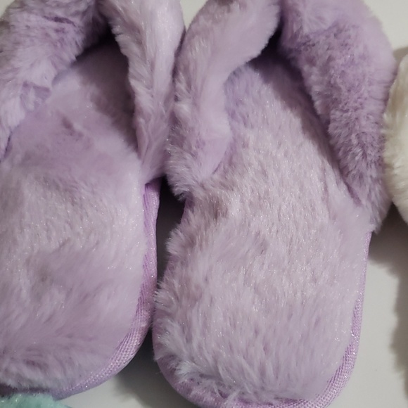 NEW Flip Flop Slippers Thong Faux Fur Pastel S M L - Picture 5 of 8